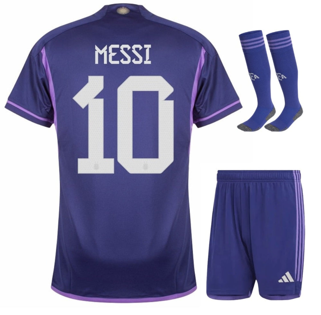 MAILLOT KIT ENFANT ARGENTINE EXTERIEUR COUPE DU MONDE 2022 MESSI