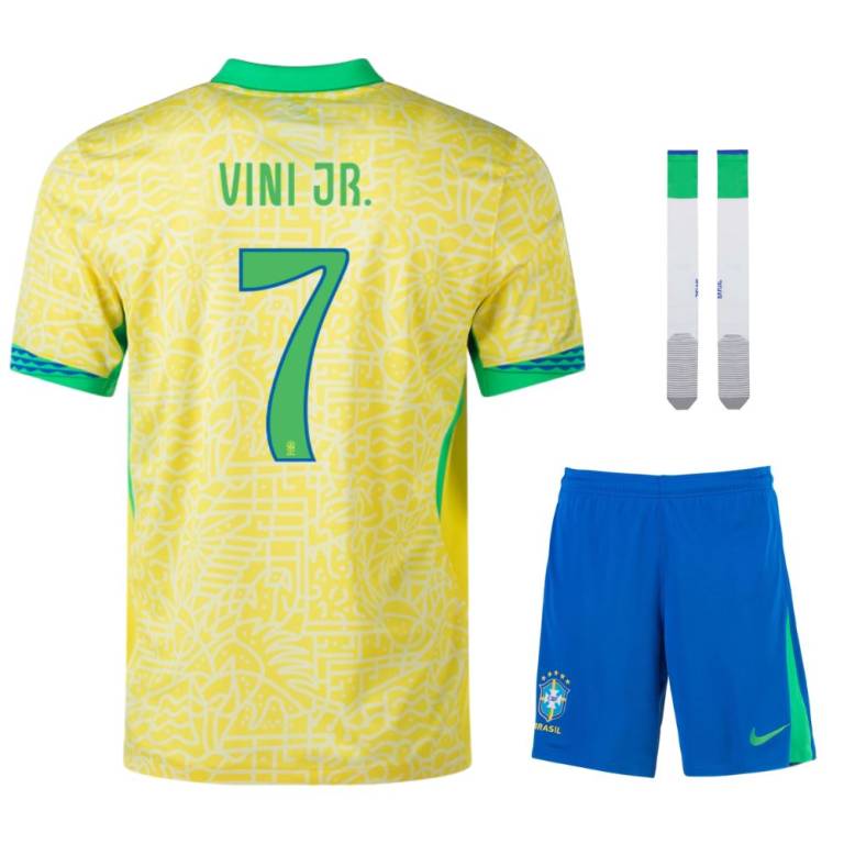 MAILLOT KIT ENFANT BRESIL DOMICILE VINICUIS JR 2024/26 - ALLMAILLOT.com