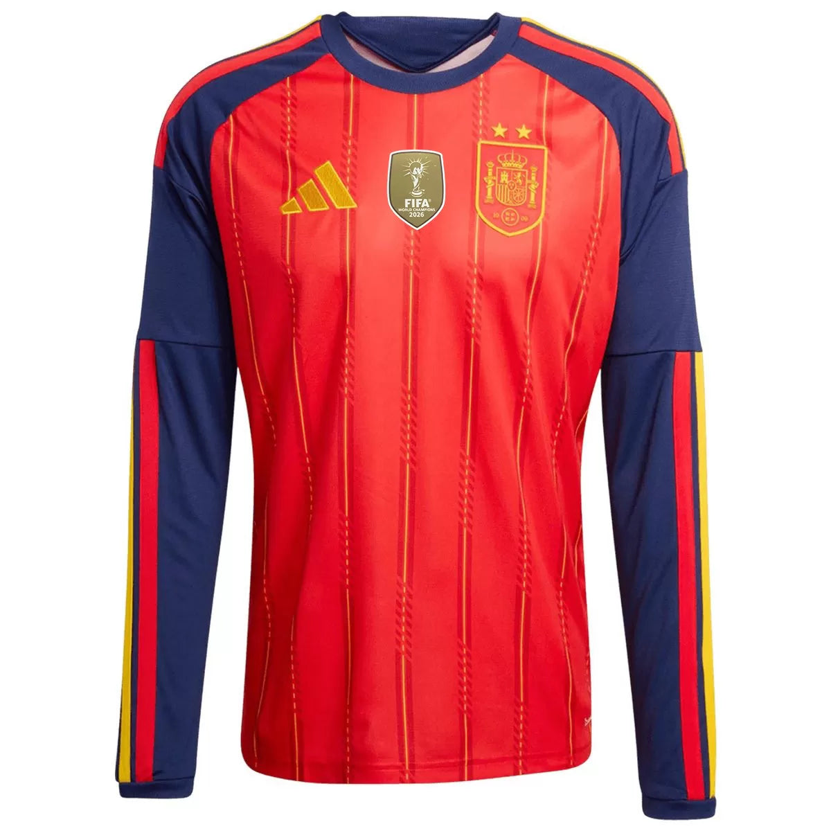Maillot Espagne Domicile 2 Étoiles Vainqueur Coupe du Monde 2026 Manches Longues