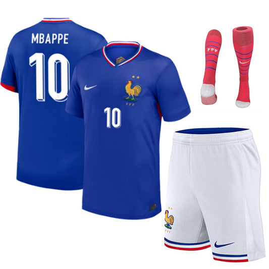 MAILLOT KIT ENFANT EQUIPE DE FRANCE DOMICILE MBAPPE 2024/26 - ALLMAILLOT.com  