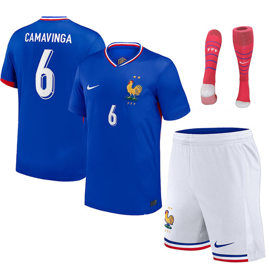 MAILLOT KIT ENFANT EQUIPE DE FRANCE DOMICILE CAMAVINGA 2024/26 - ALLMAILLOT.com  