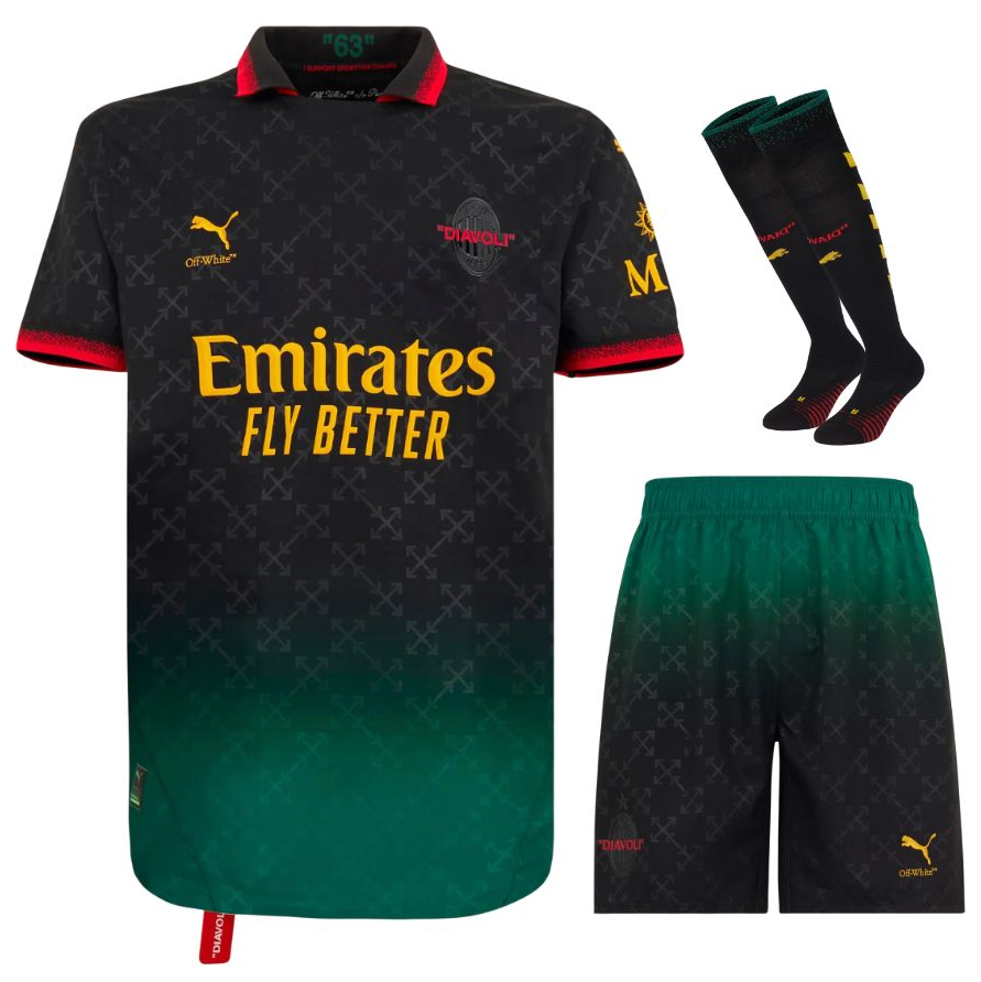 MAILLOT KIT ENFANT AC MILAN FOURTH X OFF WHITE NOIR 2024/25