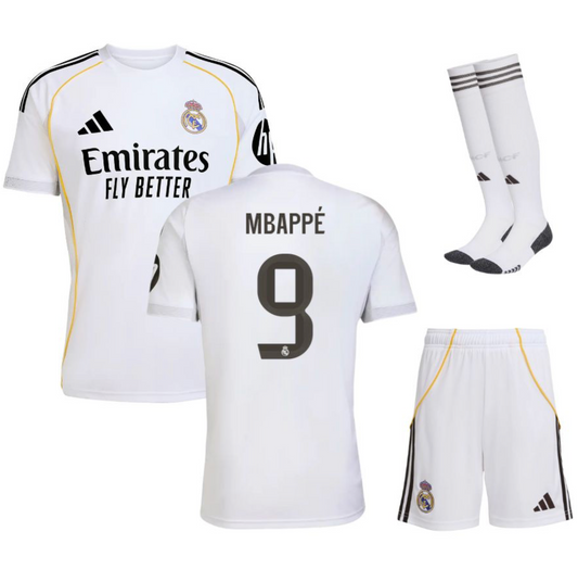 MAILLOT KIT ENFANT REAL MADRID DOMICILE 2025/26 MBAPPÉ
