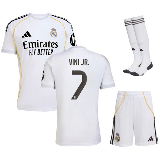 MAILLOT KIT ENFANT REAL MADRID DOMICILE 2025/26 VINI JR