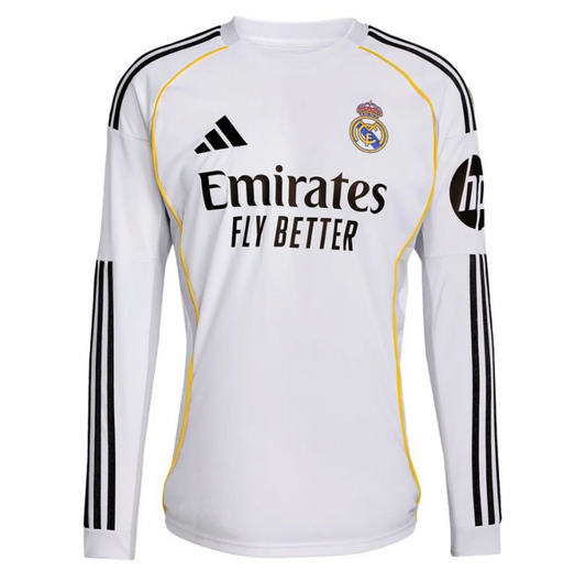 MAILLOT REAL MADRID DOMICILE MANCHES LONGUES 2025/26