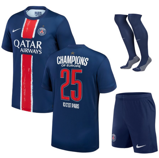 MAILLOT KIT ENFANT PSG CHAMPIONS D'EUROPE DOMICILE 2024/25 1 ÉTOILE