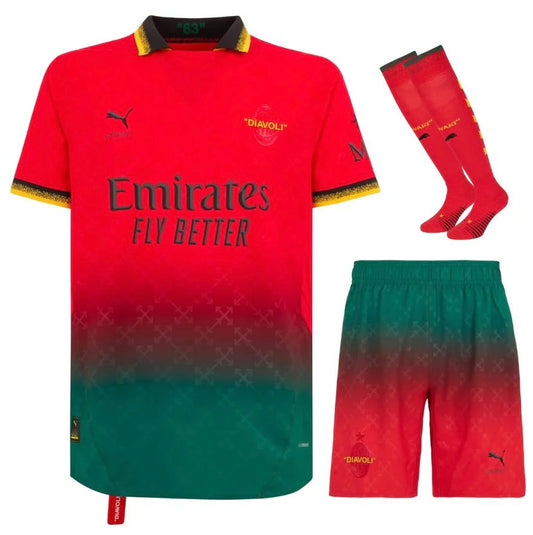 MAILLOT KIT ENFANT AC MILAN FOURTH X OFF WHITE ROUGE 2024/25