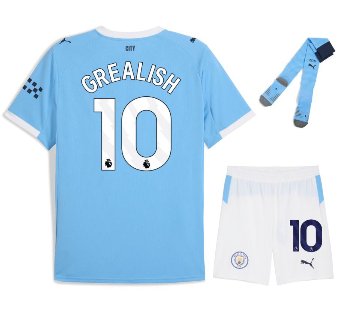 MAILLOT KIT ENFANT MANCHESTER CITY DOMICILE 2025/26 GREALISH