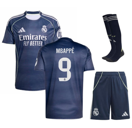 MAILLOT KIT ENFANT REAL MADRID EXTERIEUR 2025/26 MBAPPÉ
