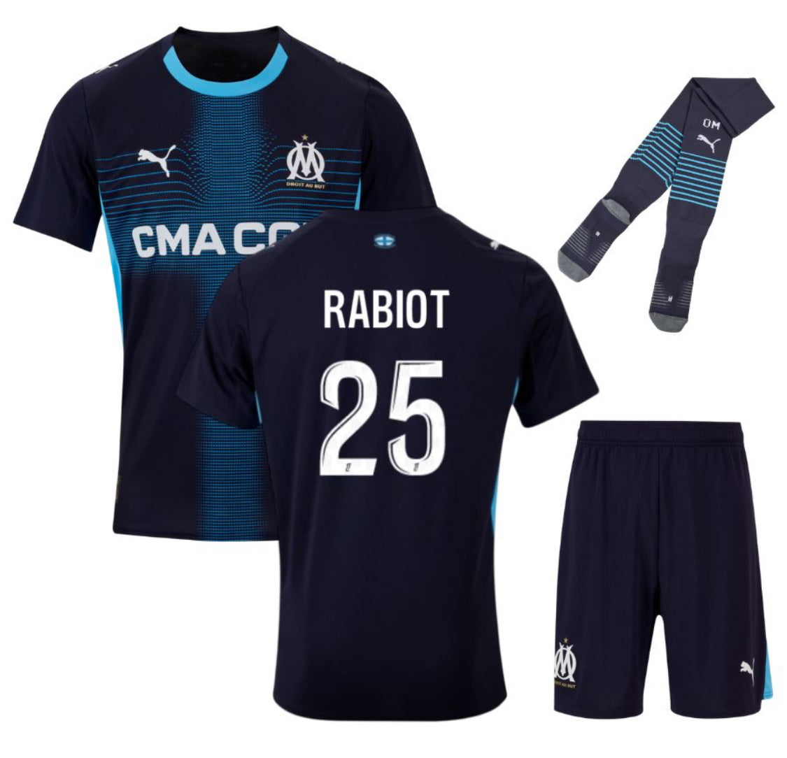 MAILLOT KIT ENFANT OLYMPIQUE DE MARSEILLE EXTERIEUR 2025/2026 RABIOT