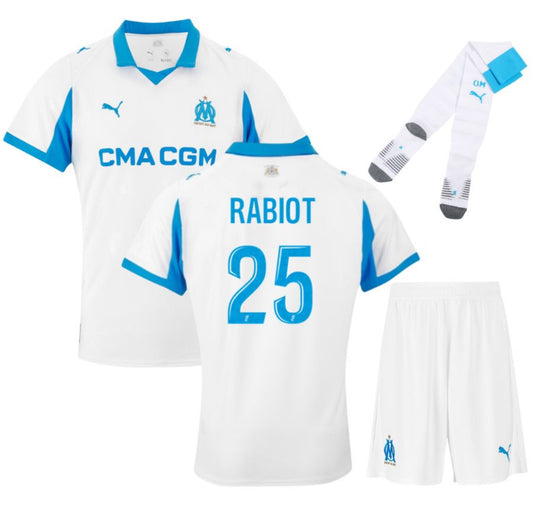 MAILLOT KIT ENFANT OLYMPIQUE DE MARSEILLE DOMICILE 2025/2026 RABIOT