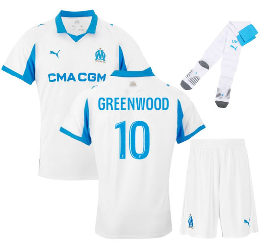 MAILLOT KIT ENFANT OLYMPIQUE DE MARSEILLE DOMICILE 2025/2026 GREENWOOD