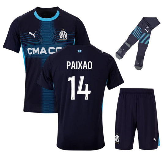 MAILLOT KIT ENFANT OLYMPIQUE DE MARSEILLE EXTERIEUR 2025/2026 PAIXAO