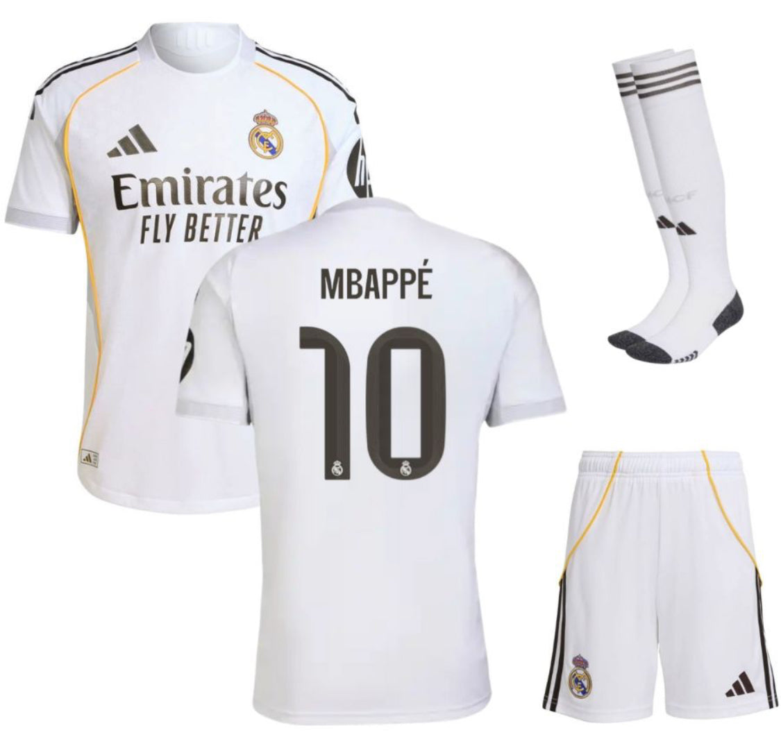 MAILLOT KIT ENFANT REAL MADRID DOMICILE 2025/26 MBAPPÉ