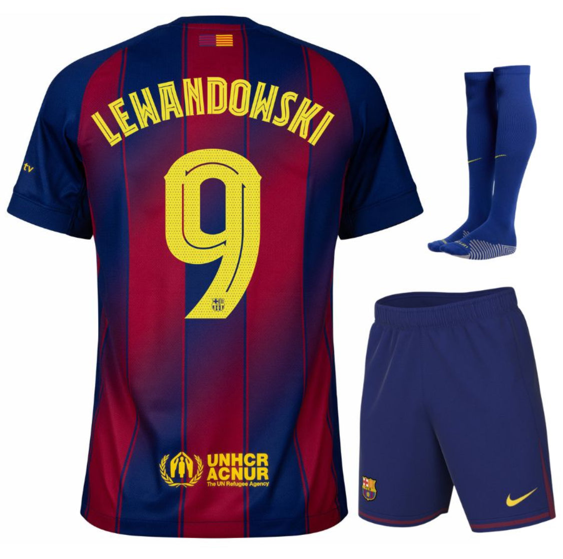 MAILLOT KIT ENFANT FC BARCELONE DOMICILE 2025/26 LEWANDOWSKI