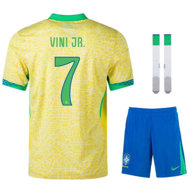 MAILLOT KIT ENFANT BRESIL DOMICILE VINICUIS JR 2024/26 - ALLMAILLOT.com  