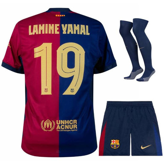 MAILLOT KIT ENFANT FC BARCELONE DOMICILE LAMINE YAMAL 2024/25 - ALLMAILLOT.com  