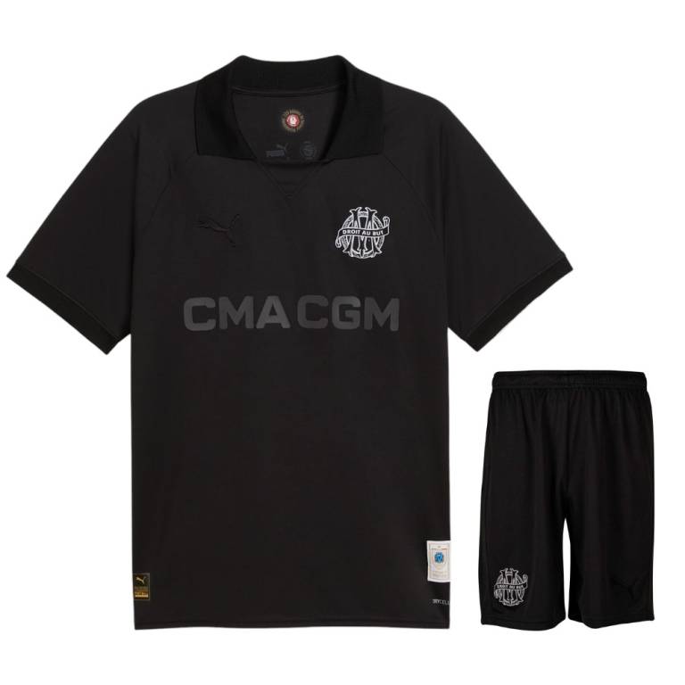 MAILLOT KIT ENFANT OM 125 ANS  ANNIVERSAIRE NOIR  2024/25 - ALLMAILLOT.com  