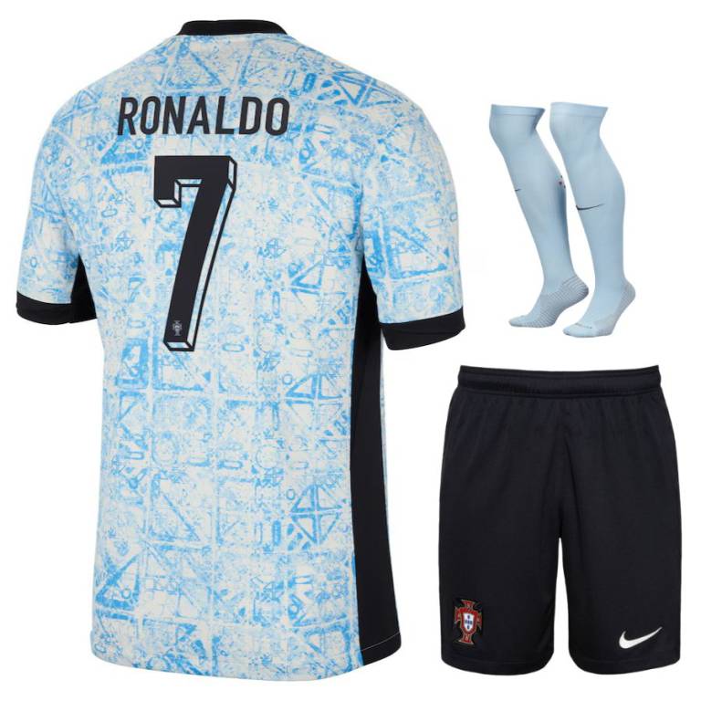 MAILLOT KIT ENFANT PORTUGAL EXTERIEUR RONALDO 2024/26 - ALLMAILLOT.com  