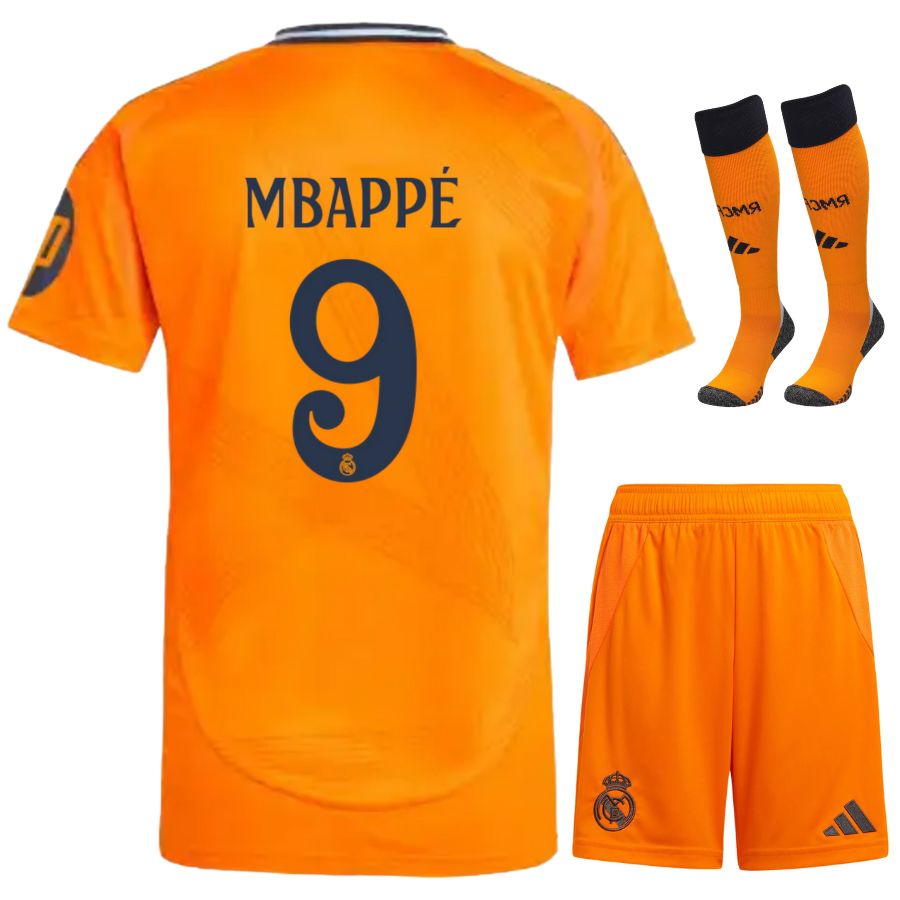 MAILLOT KIT ENFANT REAL MADRID MBAPPE EXTERIEUR 2024/25 - ALLMAILLOT.com  