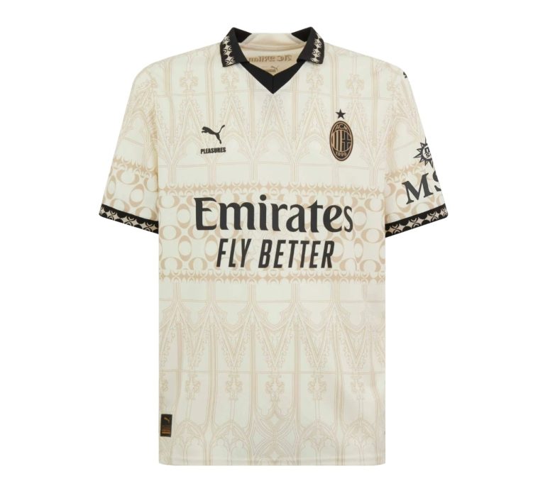 MAILLOT AC MILAN FOURTH X PLEASURES BLANC 2023/24 - ALLMAILLOT.com  